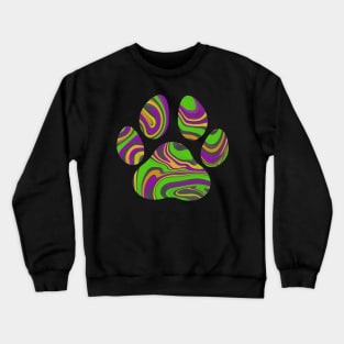 Green and Purple Witch's Brew Halloween Cat Paw Liquid Marble Design Crewneck Sweatshirt